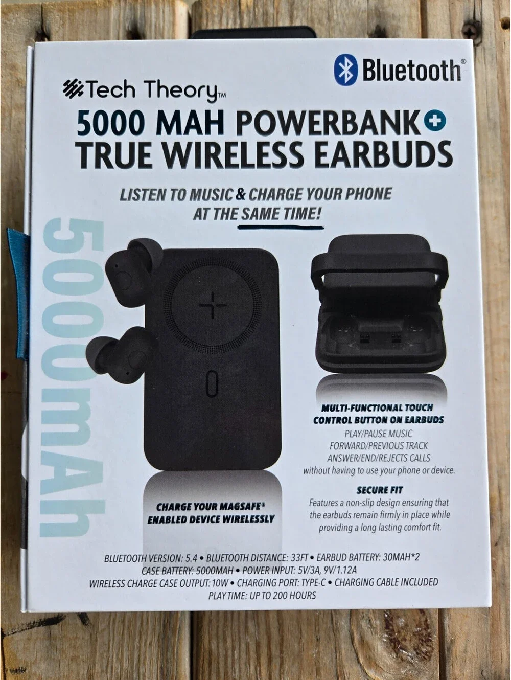 Tech Theory 2-in-1 5000 mAh Magnetic Power Bank & True Wireless Earbuds NIB